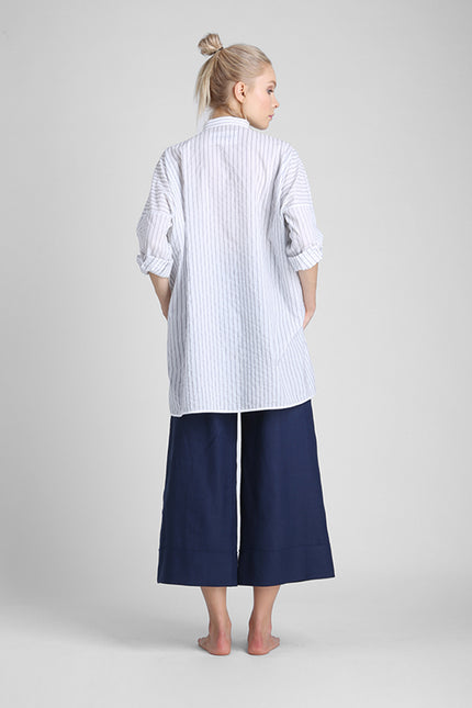 Erinn - Oversized Long Sleeve T-Shirt with Irregular Striped Stitching