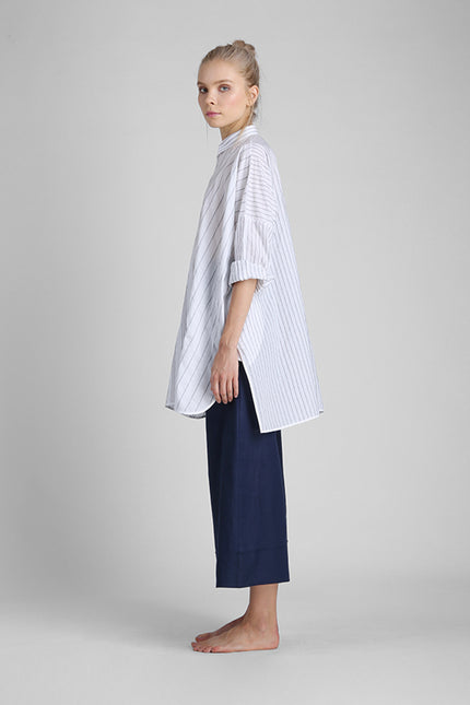 Erinn - Oversized Long Sleeve T-Shirt with Irregular Striped Stitching