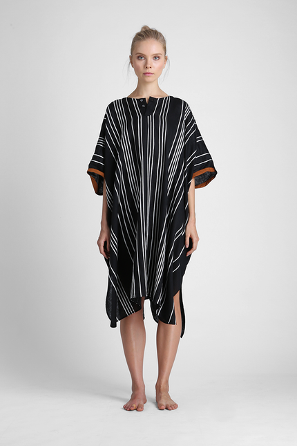 Emmet - Unisex Kaftan Irregular Ribbon Appliqué