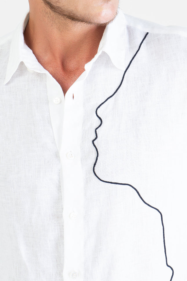 Halton - Long Sleeves Shirt with Face Silhouette Applique