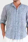Hervie - Block printed long sleeves shirt with pintucks detail at front