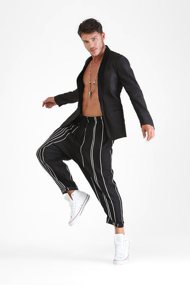 Elden - Low Crotch Drawstring Pants with Ribbon Applique
