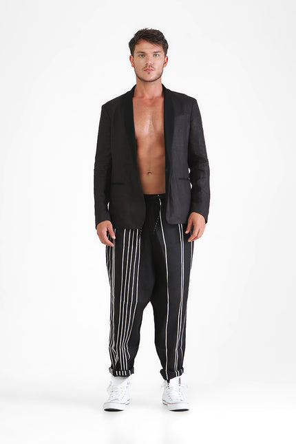 Elden - Low Crotch Drawstring Pants with Ribbon Applique