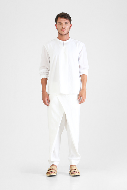Gustav - Long Sleeves Koko Shirt with Vertical Ribbon Appliqué