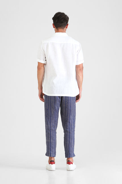 Hristo - Camp Shirt with Cross Hand Stitching Detail on Pocket