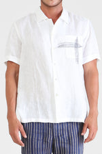 Hristo - Camp shirt with cross hand stitching detail on pocket