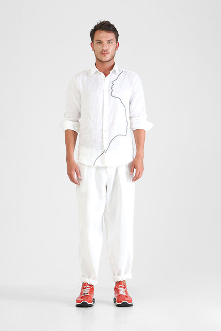 Halton - Long Sleeves Shirt with Face Silhouette Applique