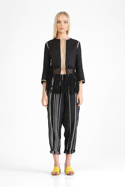 Elden - Irregular Ribbon Detailing Low Crotch Pants