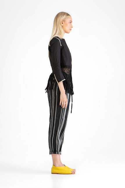 Elden - Irregular Ribbon Detailing Low Crotch Pants