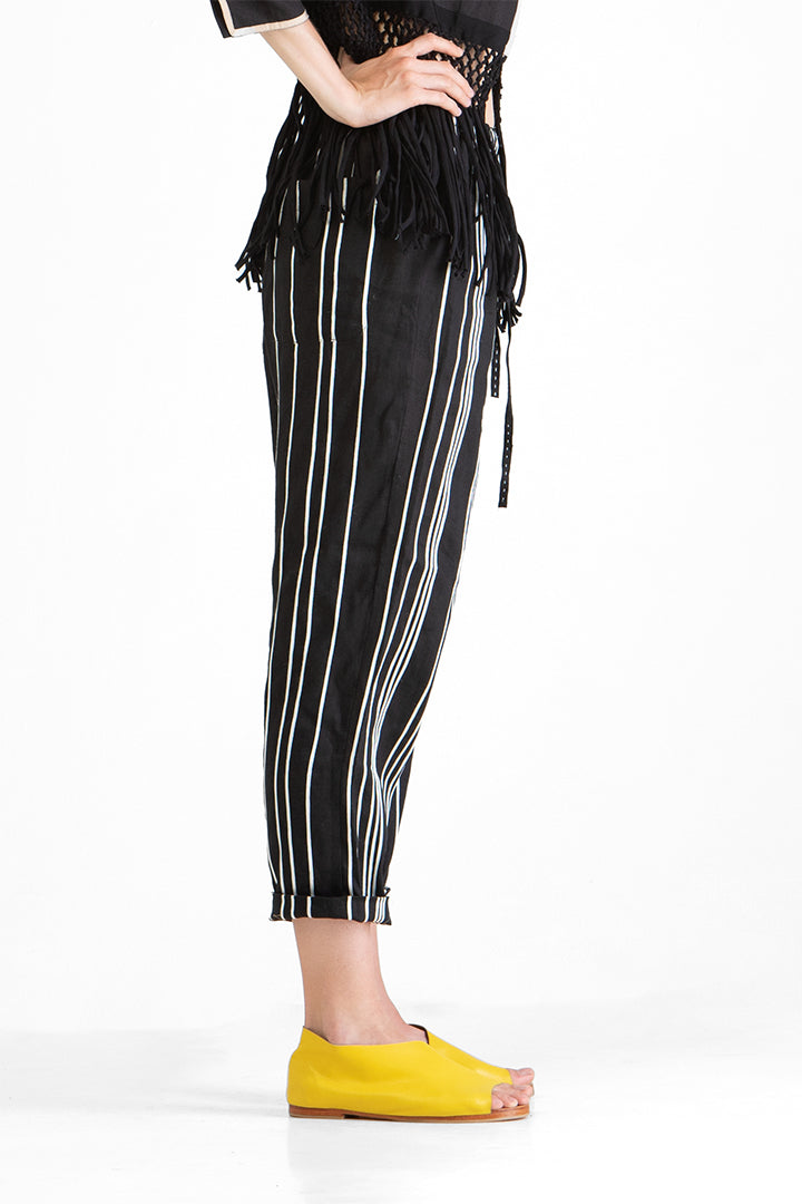 Elden - Irregular ribbon detailing low crotch pants