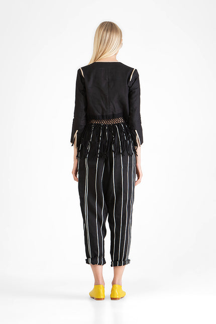 Elden - Irregular Ribbon Detailing Low Crotch Pants
