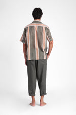Greg - Dual color stripes block print camp shirt
