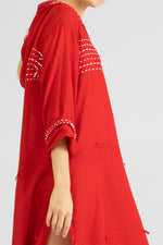 Igli - Hooded kaftan with stitch detailing