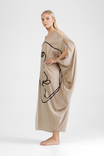 Hilja - Kaftan with abstract figure and asymmetrical sleeve