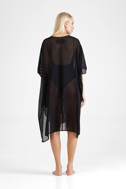 Huda - Oversized V-neck Tunic with Golden Appliqué Graphics