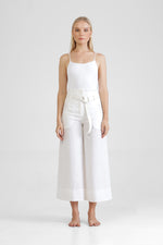 Aita - Wide legged pants with raw edge waist finish accent