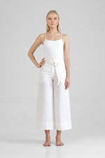 Aita - Wide legged pants with raw edge waist finish accent