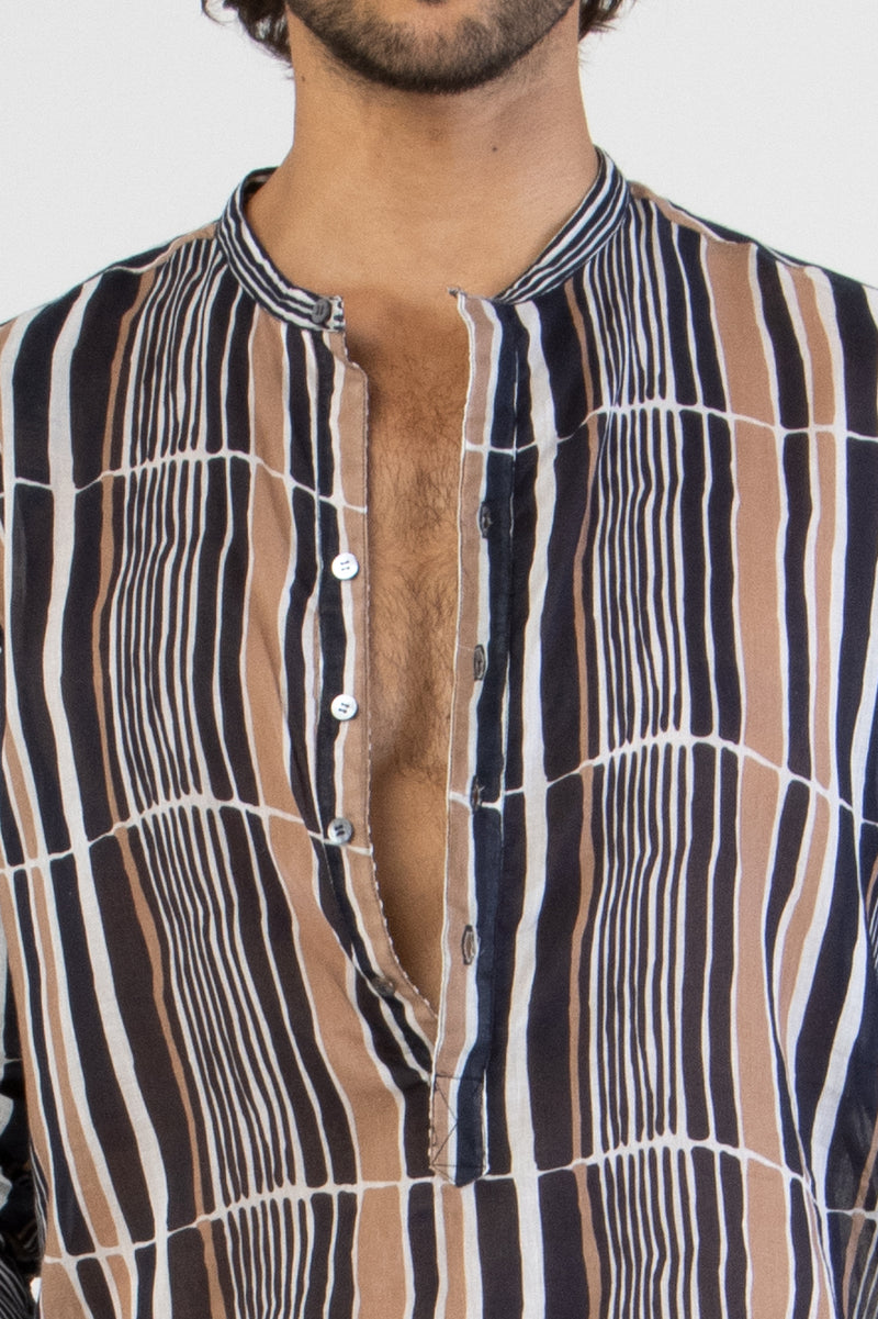 Icarus - Lagos stripe print long sleeves shirt