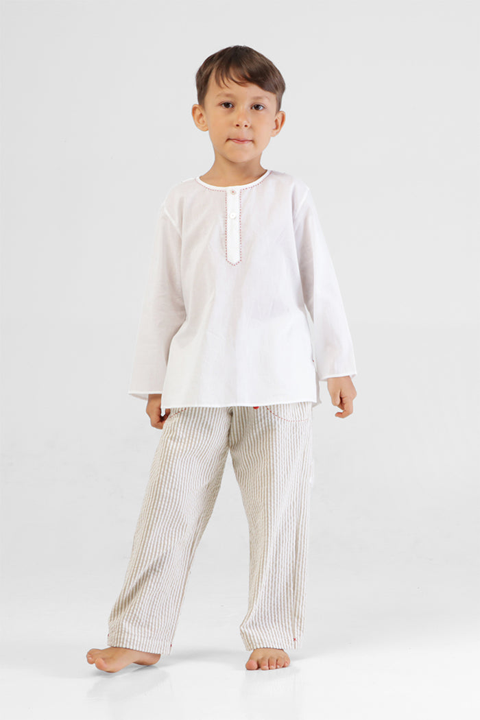 Mini Me - Cotton stripe short kurta