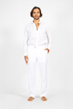 Jora - Linen straight pants with slash pockets