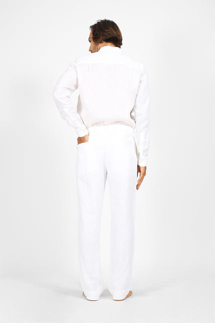 Jora - Linen Straight Pants with Slash Pockets