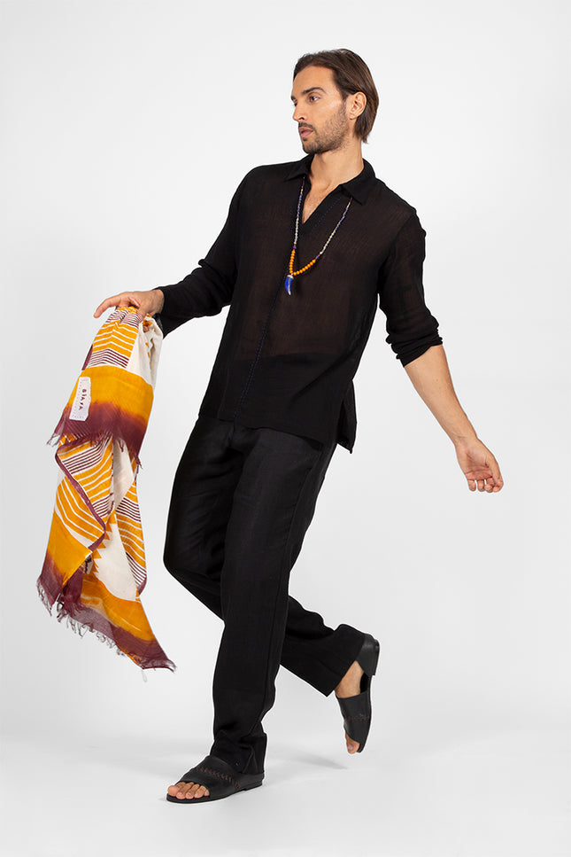 Jora - Linen Straight Pants with Slash Pockets