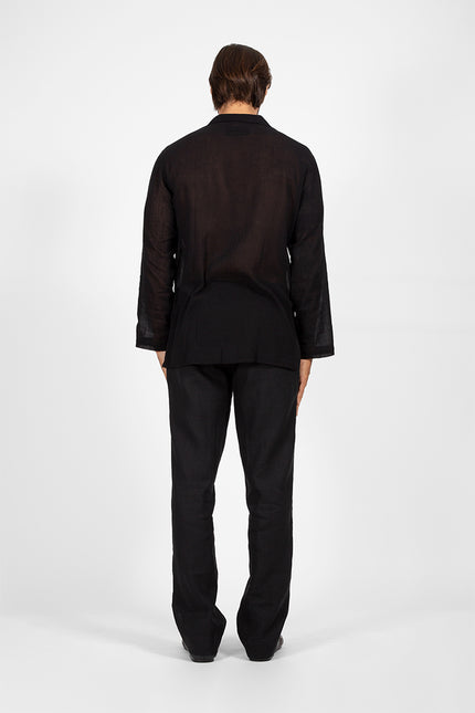 Jora - Linen Straight Pants with Slash Pockets