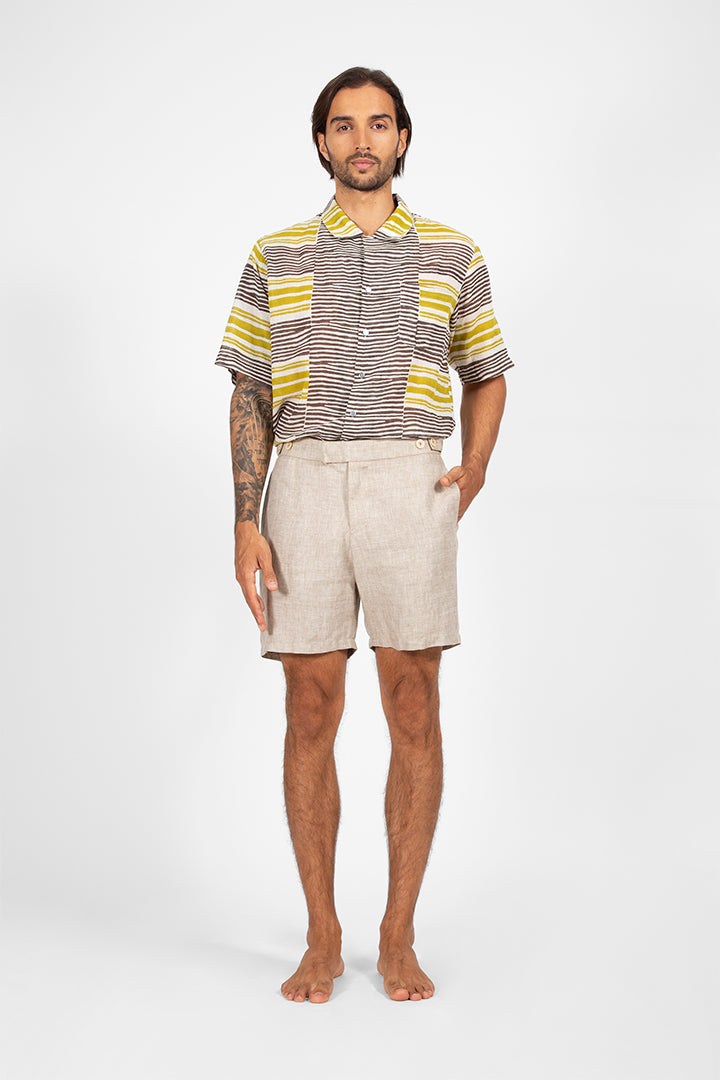 Gill - Linen denim short pants