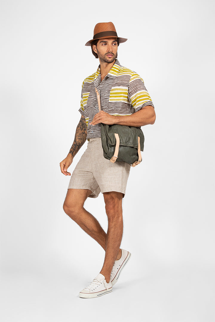 Gill - Linen denim short pants