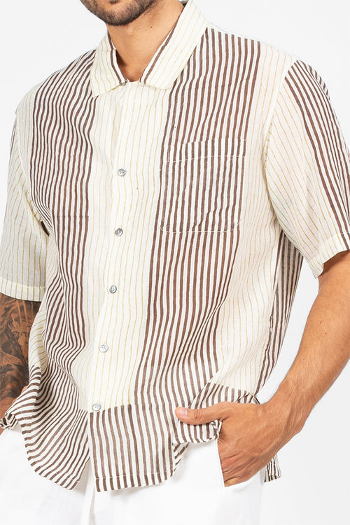 Faim - Dual color stripes camp shirt