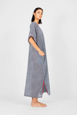 Ilhan - Red stitch detailing stripes djellaba