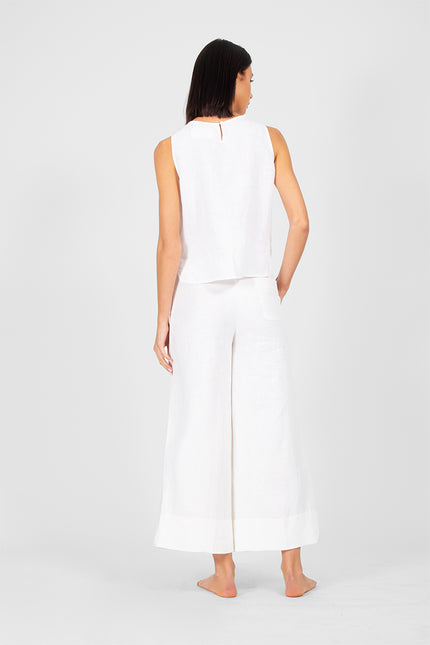 Hea - Square Linen Top with Handstitched Detailing