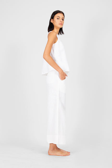 Hea - Square Linen Top with Handstitched Detailing