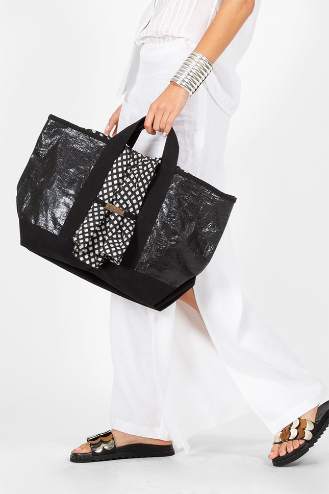 Gerda - Terpal Tote Bag with Block Printed Patch
