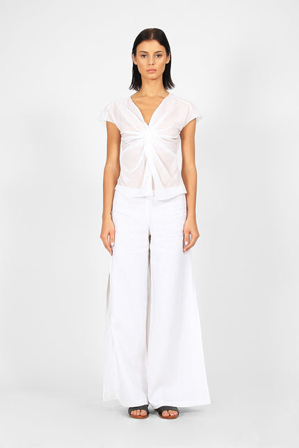 Harlie - V-neck twist knot shirt