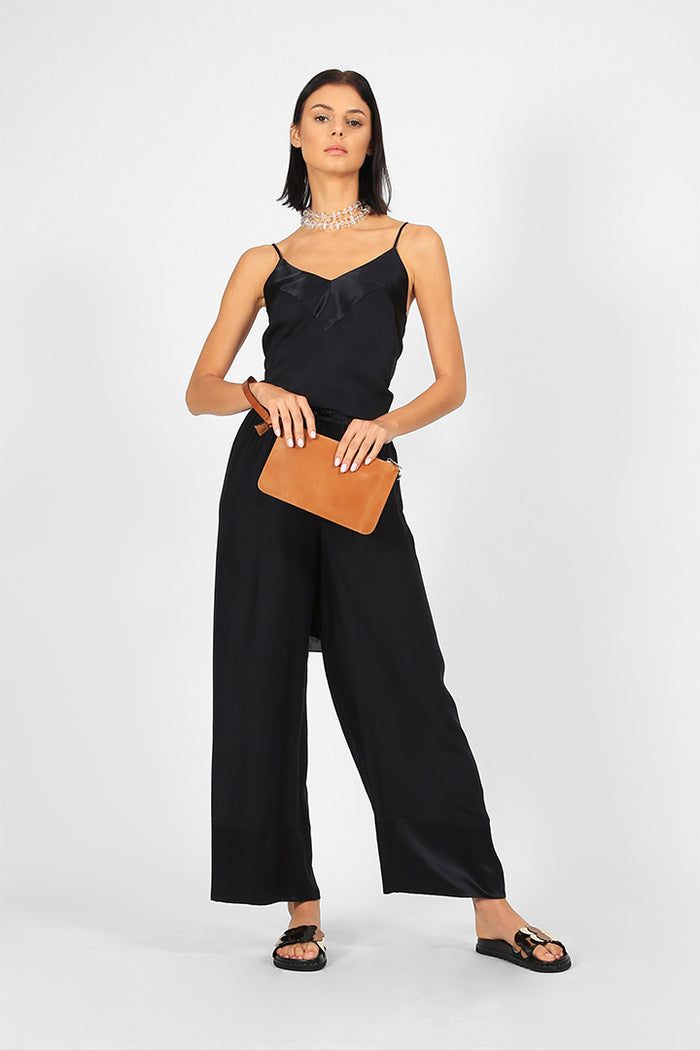 Barta - Wide leg silk trousers with high hem detail