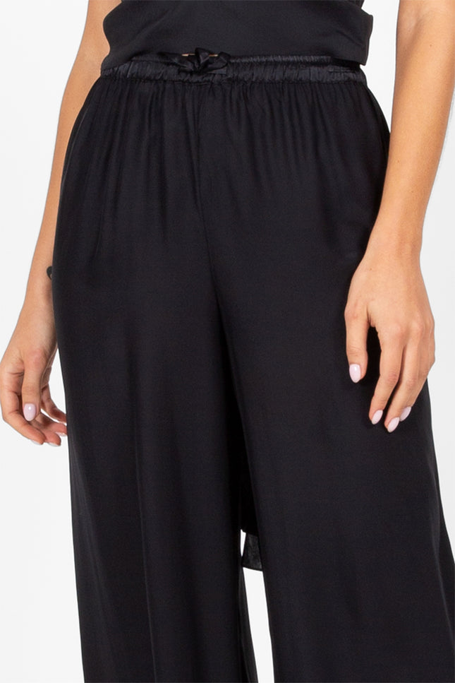 Barta - Wide Leg Silk Trousers with High Hem Detail