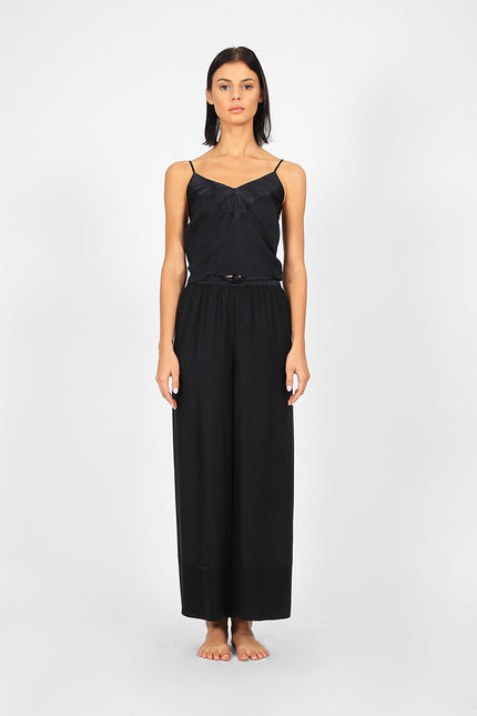 Barta - Wide leg silk trousers with high hem detail