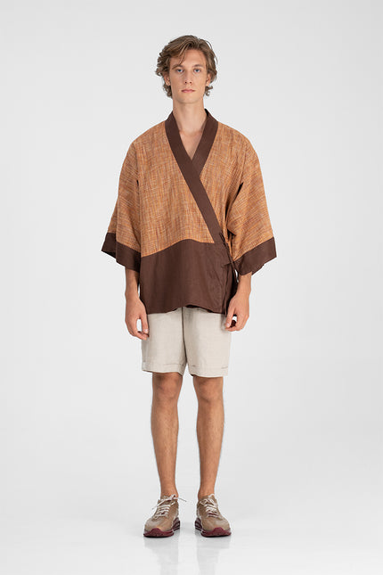 Kuhu - Reversible khadi short kimono.