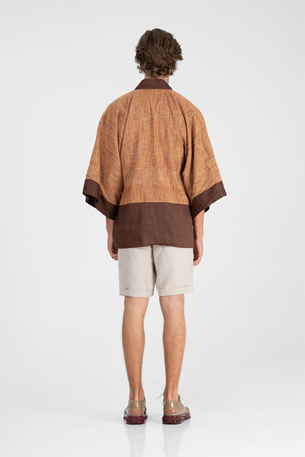 Kuhu - Reversible khadi short kimono.
