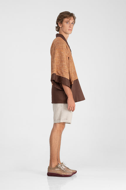 Kuhu - Reversible khadi short kimono.