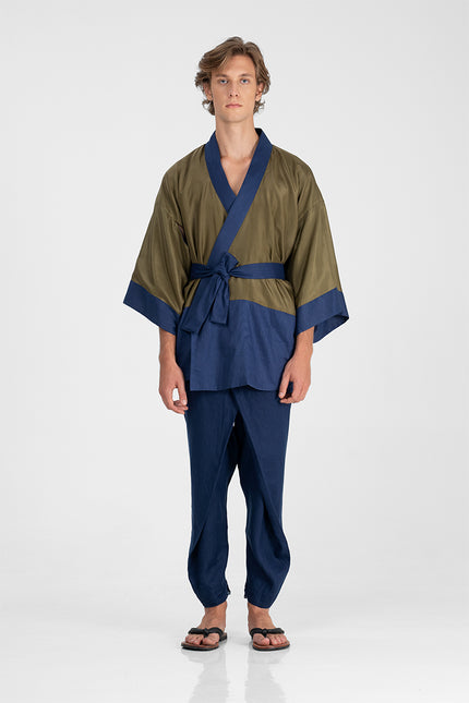 Junko - Reversible cotton and silk short kimono