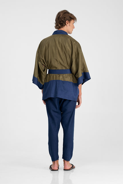 Junko - Reversible cotton and silk short kimono