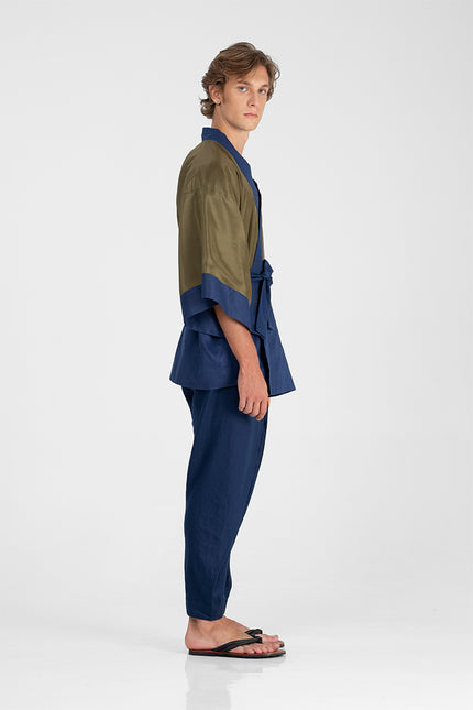 Junko - Reversible cotton and silk short kimono