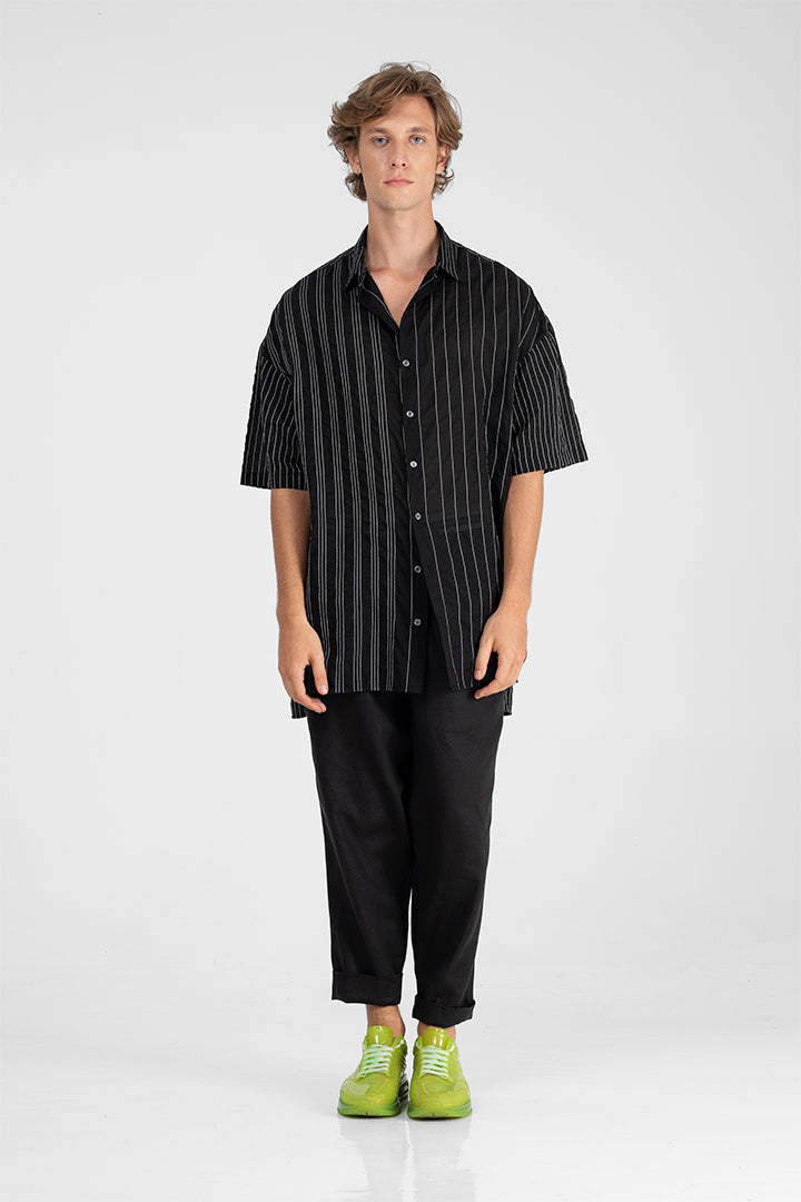Halburt - Combinated stitching oversized shirt