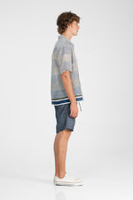 Kareem - Irregular stripes block print camp shirt