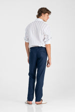 Jora - Linen straight pants with slash pockets