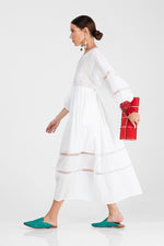 Kaine - Nylon stripes big sleeves long dress