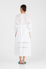 Kaine - Nylon stripes big sleeves long dress