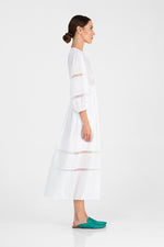 Kaine - Nylon stripes big sleeves long dress